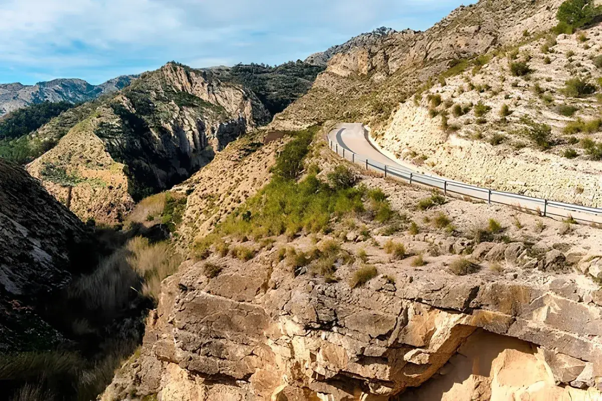 The road cut into the gorge on the way home over Tarbena