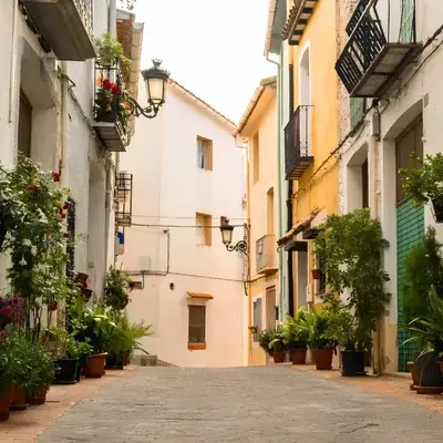 A lane in Castell de Castells lined with plants